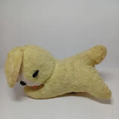 Vintage Bunny Musical Yellow Plush Lying Down Rabbit Working 9  Stuffed Animal  • $149.95