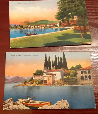 2 X Postcards-Italy-Lake Garda-Punta Di S Vigilio & Bardolina • £1.45