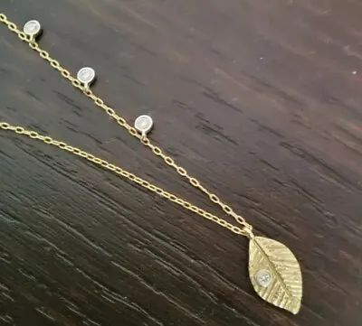 Meira T Leaf Diamond Charms 14k YG Necklace  • $549