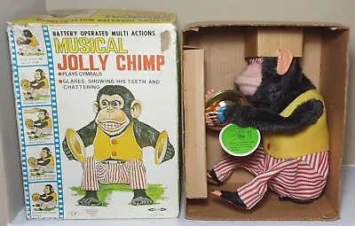Battery Op 1960's Musical Jolly Chimp Vintage Tin Toy Nmib Early Version Working • $275