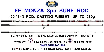 £201.99 • Buy HIGH SPEC LINEAEFFE FF FISHING FERRARI MONZA 3pc SLHMC CARBON BEACHCASTER ROD