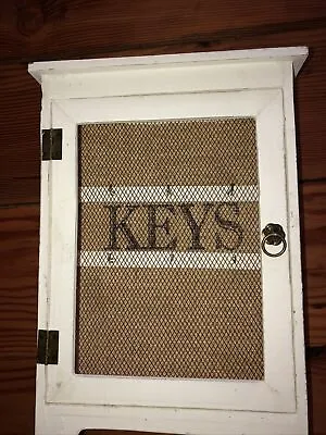 Wall Mount Vintage Style Mail Box Key Holder With Door  Distressed White • $17.99