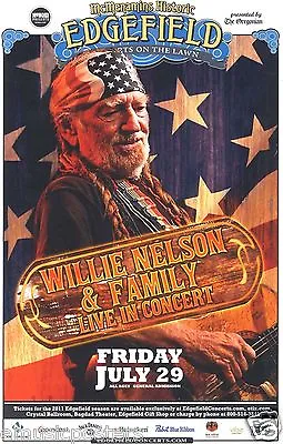 $14.51 • Buy WILLIE NELSON 2011 PORTLAND CONCERT TOUR POSTER - Country Music Legend Playing