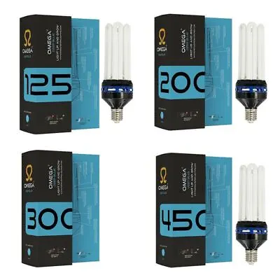 OMEGA 125W 200W 300W 450W CFL Bulbs High Output Hydroponic Growing Lamps Blue • £17