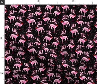 $12 • Buy Cherries Martinis Retro Art Pinup Rockabilly Spoonflower Fabric By The Yard