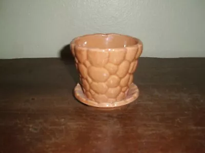 Vintage Brush McCoy Pottery Darl Coral Pebble Flowerpot With Attached Saucer • $24