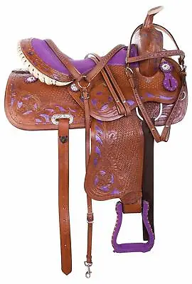 Purple Barrel Racing Western Leather Premium Horse Tack Saddle. • $323.99