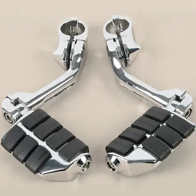 Chrome Long Highway Foot Pegs 1-1/4  Motorcycle For Harley Honda Yamaha Suzuki • $38.99