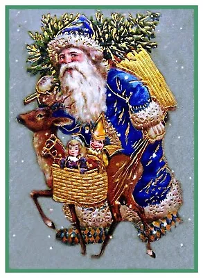 French Father Christmas Vintage Santa Counted Cross Stitch Chart Pattern • $9.79