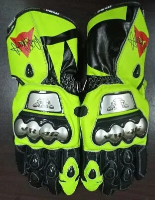 Valentino Rossi VR46 2021 Motorcycle MotoGP Motorbike Racing Leather Gloves • $99.99