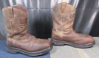 Mens ARIAT Workhog XT Patriot Waterproof Carbon Toe Leather Work Boots 9 EE • $19.99