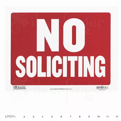 NO SOLICITING Sign • Door Signs Store Office Shop — Red+White 9x12  Inch PVC • $3.91