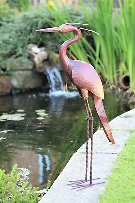 Garden Ornament Pond Sculpture Art - Metal Heron Handmade  Bird Decoy 81cm • £26.95