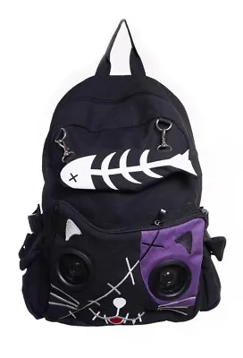 £29.99 • Buy BANNED Apparel Cat Fishbone Speaker Gothic Kitty Unisex Black Purple Backpack