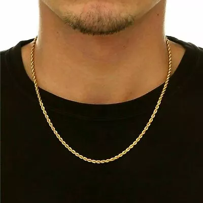 18K Solid Gold Rope Chain Necklace Men Women 16  18  20  22  24  26  28  30  • $230.51