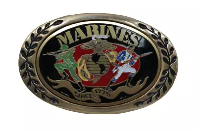United States Marine Corps Marines Since 1775 Solid Brass Oval Belt Buckle • $25