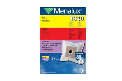 Menalux 1840 Duraflo Dust Bags - Genuine 5 Bags + 1 Filter • $15.95