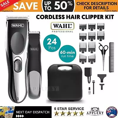 Wahl Cordless Rechargeable Hair Clipper Shaver Trimmer Grooming Clippers Set • $99.10