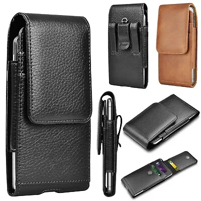 Cell Phone Holster Pouch Leather Wallet Carrying Case With Belt Loop Card Holder • $9.98