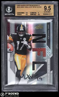 POP 1 Mike Wallace RC BGS 9.5 W 10 Auto 2009 Absolute Memorabilia RPA /299 POP 2 • $52.49