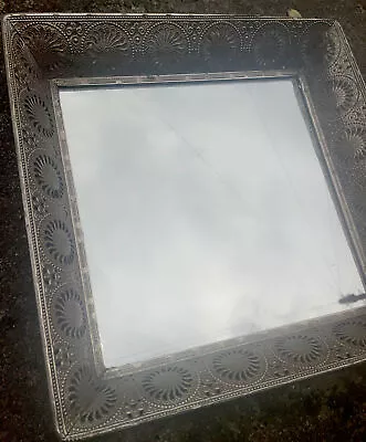 Large Square Silver Mirror Tray/ Deep Sides/Ornate • £13.85