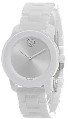$715 • Buy Movado Bold 36mm Qtz Slvr Dial White Ceramic Women's Watch 3600534
