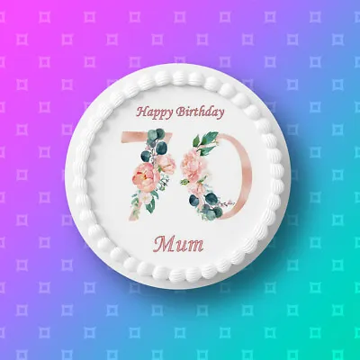 70th Birthday Pre-cut Edible Icing Cake Topper Or Ribbon 04 • £5.45