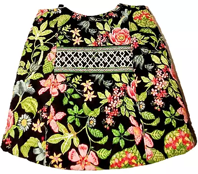 VERA BRADLEY Botanica Shoulder Bag Crossbody Tote Black Pink Green Floral 16X24 • $33.99