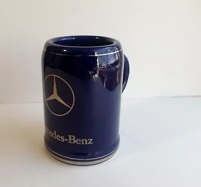 Vintage Mercedes-Benz Coffee Mug Stein Cobalt Blue Heavy Crock Beer • $22.99