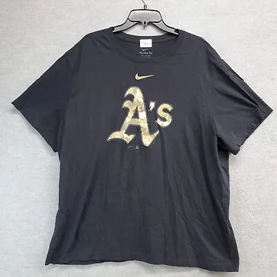 Oakland Athletic's A's Men T-Shirt 2XL Black Camo Nike Swoosh Logo Graphic READ • $11.02