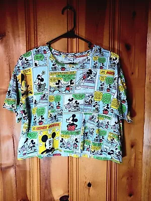 Disney Mickey Mouse Comic Strip Cropped Zara T Shirt Women's Size Medium  • $8.99