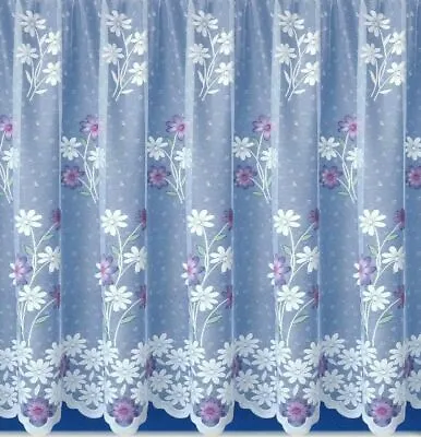 Lavender Colour Floral Gorgeous Net Curtains All Small Drops (20  - 71 ) • £3.95