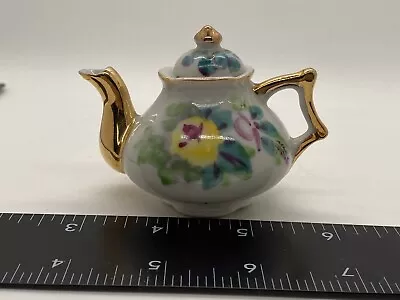 Occupied Japan Miniature Handpainted Teapot 22k Gold Gilding • $12.99