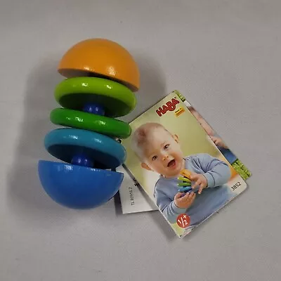 Vintage Haba Grasping Click Clack Wood Wooden Baby Toy Orange Green Blue NEW • $24.99