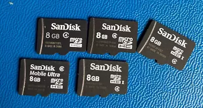 Lot 211~Lot Of 5 Micro SD SDHC Memory Cards 8GB SanDisk Class 4 For Cameras! • $24.49