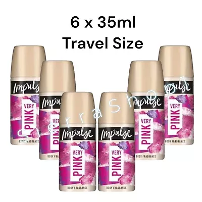 6 X 35ml Impulse Very Pink Mini Body Fragrance Spray - Travel Size • £17.99