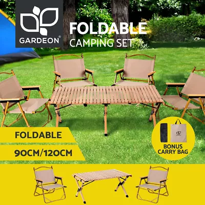 $369.95 • Buy Gardeon Outdoor Furniture Camping Table And Chairs Wooden Egg Roll Picnic Desk