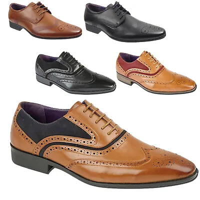 Mens Italian Designer Brogues Formal Smart Lace Ups Faux Leather Suede Shoes  • £21.84