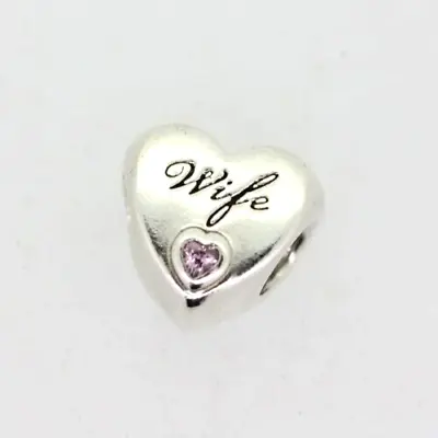 $28.99 • Buy Authentic Pandora Wife Love Heart Silver Charm Bead 798249PCZ 