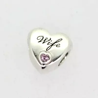$28.99 • Buy Authentic Pandora Wife Love Heart Silver Charm Bead 798249PCZ 