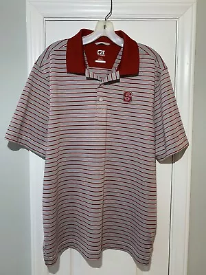 $15.45 • Buy Cutter & Buck DryTec Polo NC State University Logo Men's L Red Striped Shirt