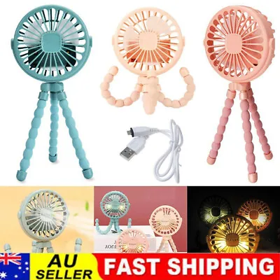 $17.97 • Buy Handheld Fans For Baby Stroller USB Fan With LED Octopus Clip-on Mini Fan New AU
