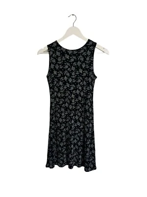 £16.99 • Buy Charlotte Halton Black Floral Ditsy Dress Mini Skater 12 10 Y2K 00s Stretchy