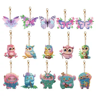 $14.73 • Buy 5PCS Art DIY 5D Diamond Painting Keychain Keyring Pendant Hanging Ornament Gift