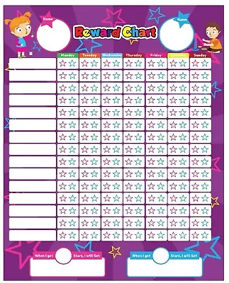 DasKids Magnetic Reward Behavior Chore Chart For One Or Two Kids 17x13 W/Markers • $15.99