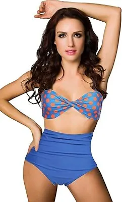 Women Vintage 50s Pinup Girl Rockabilly High Waist Retro Bikini Swimsuit • £14.99