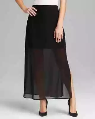 Vince Camuto Women's BLACK Chiffon Illusion-Hem Maxi Skirt ( Size-6 ) NWT $79.00 • $42