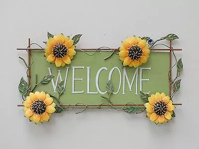 Metal Sunflower Welcome Sign Wall Art Garden Décor 16.5 X10  • $26.99