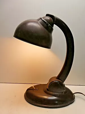 Vintage Art Deco Duperite Brown Mottled Bakelite Desk Table Lamp • $175