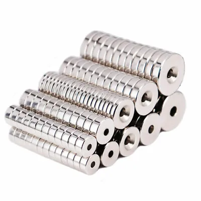 10mm-100mm Countersunk Rare Earth Neodymium Disc Strong Hole Ring Round Magnets • $66.49